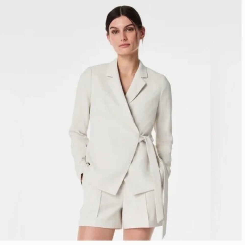 SPANX Carefree Crepe Shorts and Wrap Blazer Set Size L